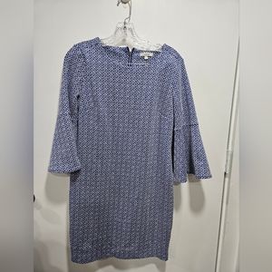 Tyler Boe Jacquard midi dress with bell sleeves